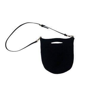 Who What Wear Black Crochet Knit Bag Crossbody Shoulder